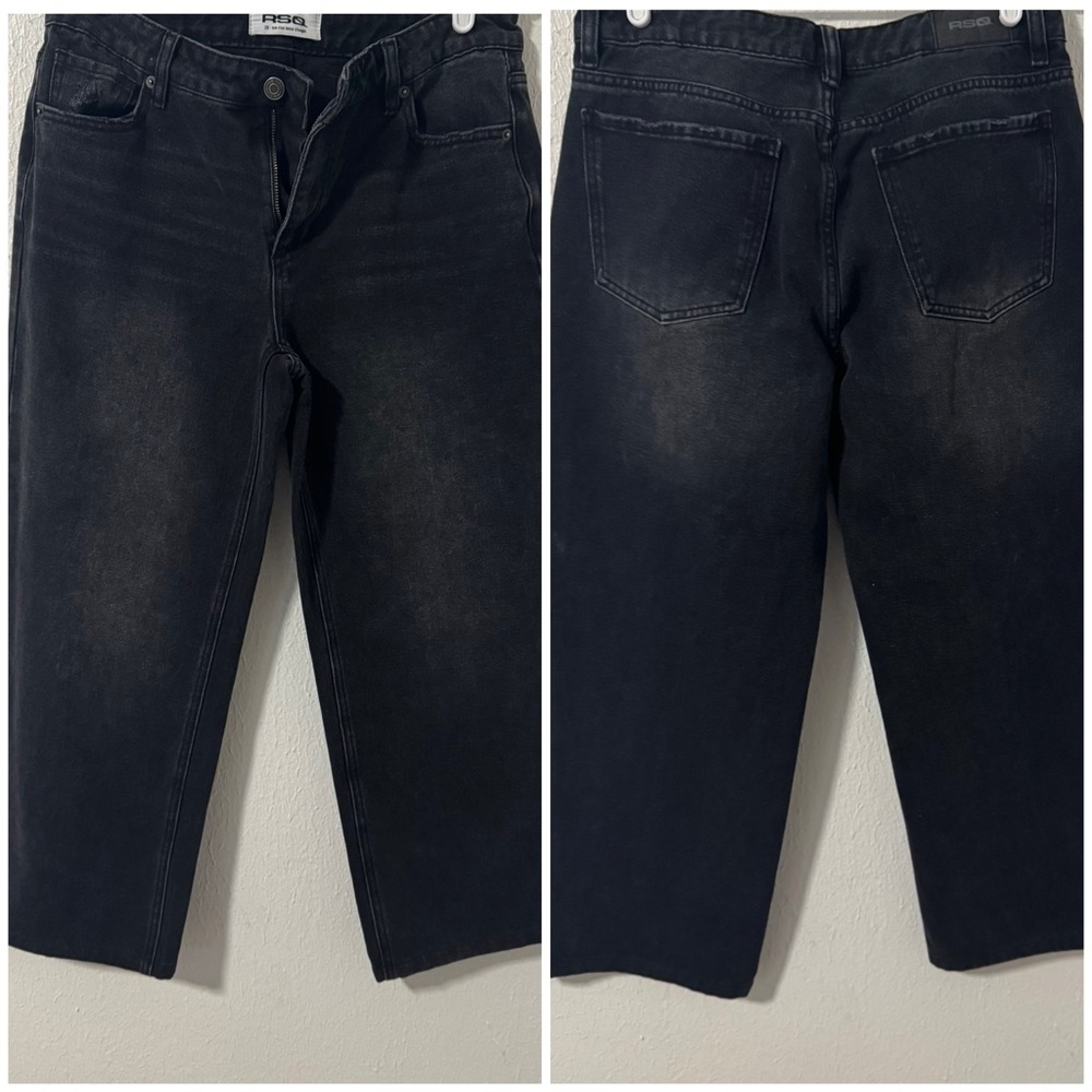 RSQ Tillys Women's Size 28 Low Rise Loose Straight Black Wash Jeans EUC 28x25